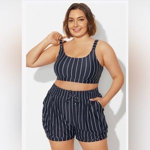 Meet.Curve Black and White Pinstripe Two piece Swimsuit